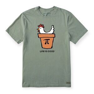 Life Is Good Chicken Pot Pi Crusher Tee Shirt Small NWT